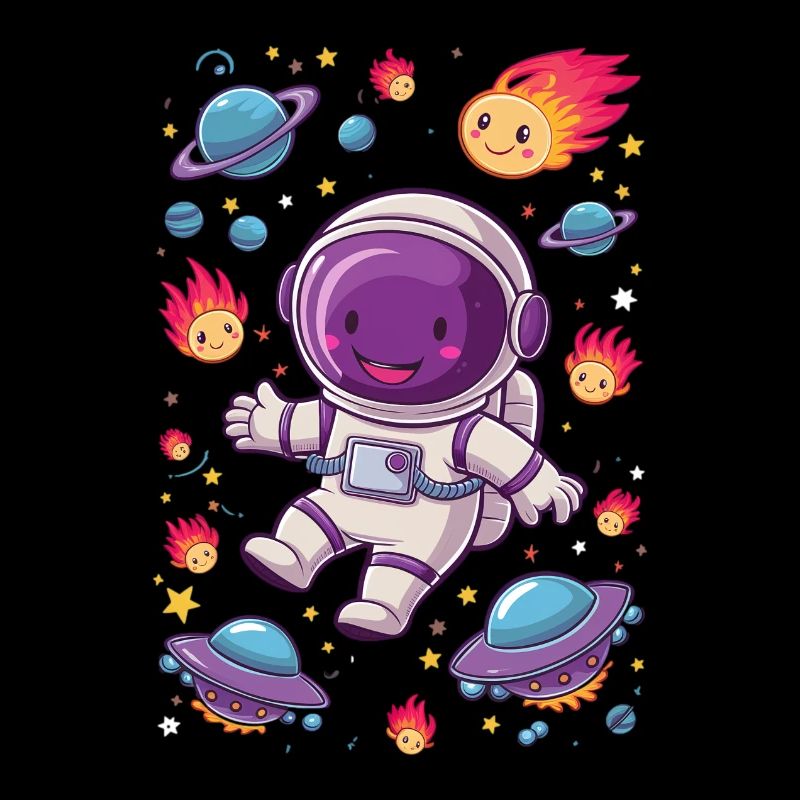 Space adventure with funny astronaut