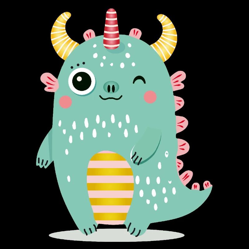 Cute Monster with Colorful Horns