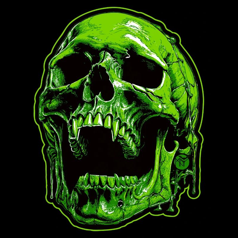 Green Vampire Skull