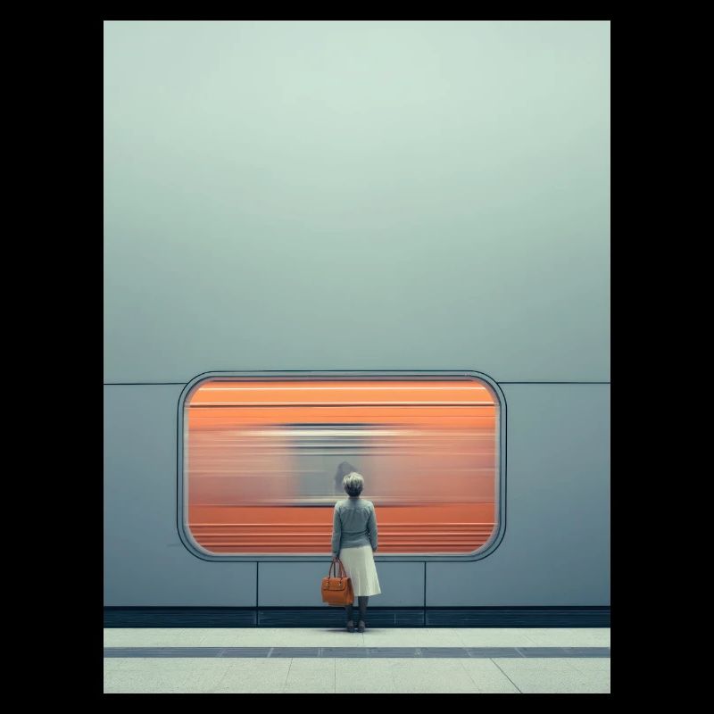 Frau, Die An Der U-Bahn-Wand Steht