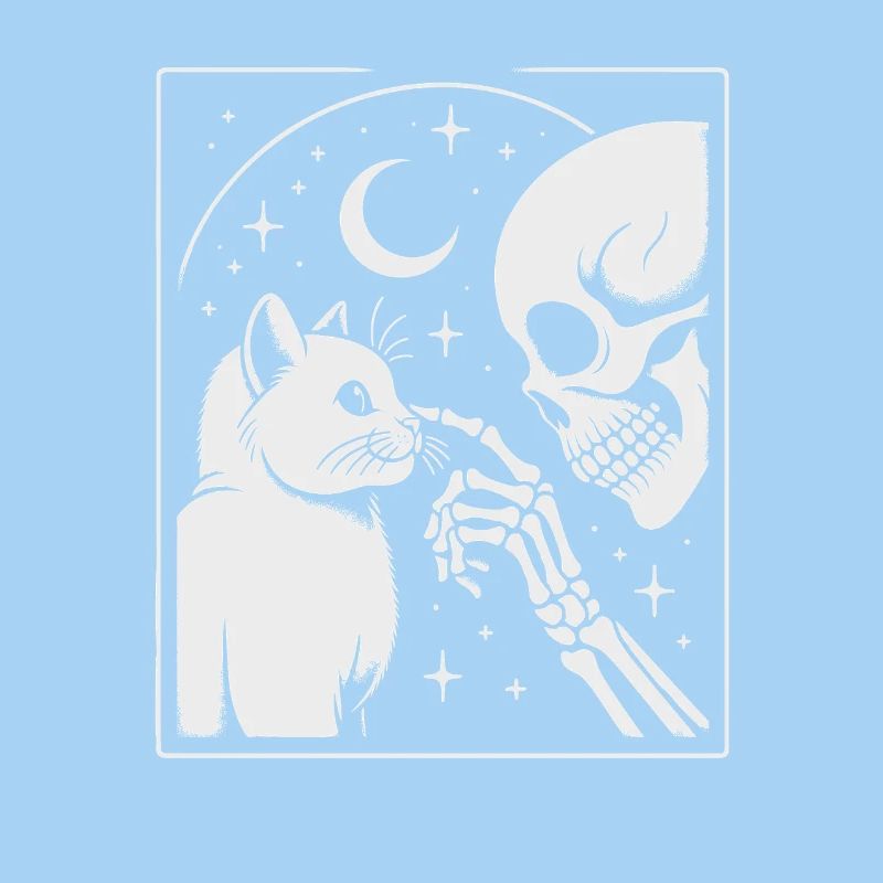 Chat céleste et squelette Art de la nuit