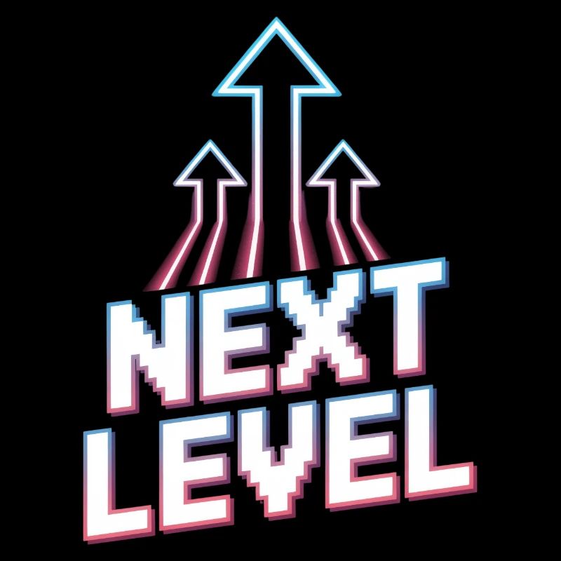 Next Level Gamer Pixel Retro Aufstieg Pfeile
