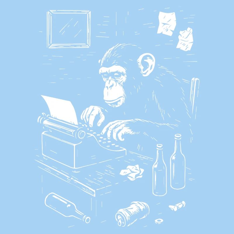 Ape Typist on Vintage Typewriter