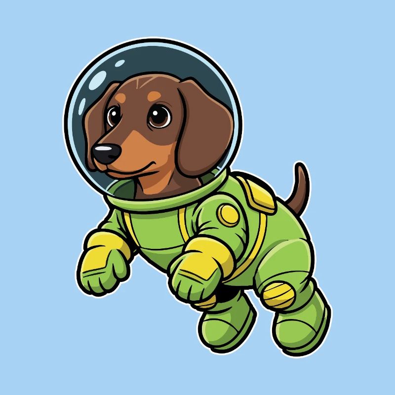 Chien Teckel Astronaute Espace Vert