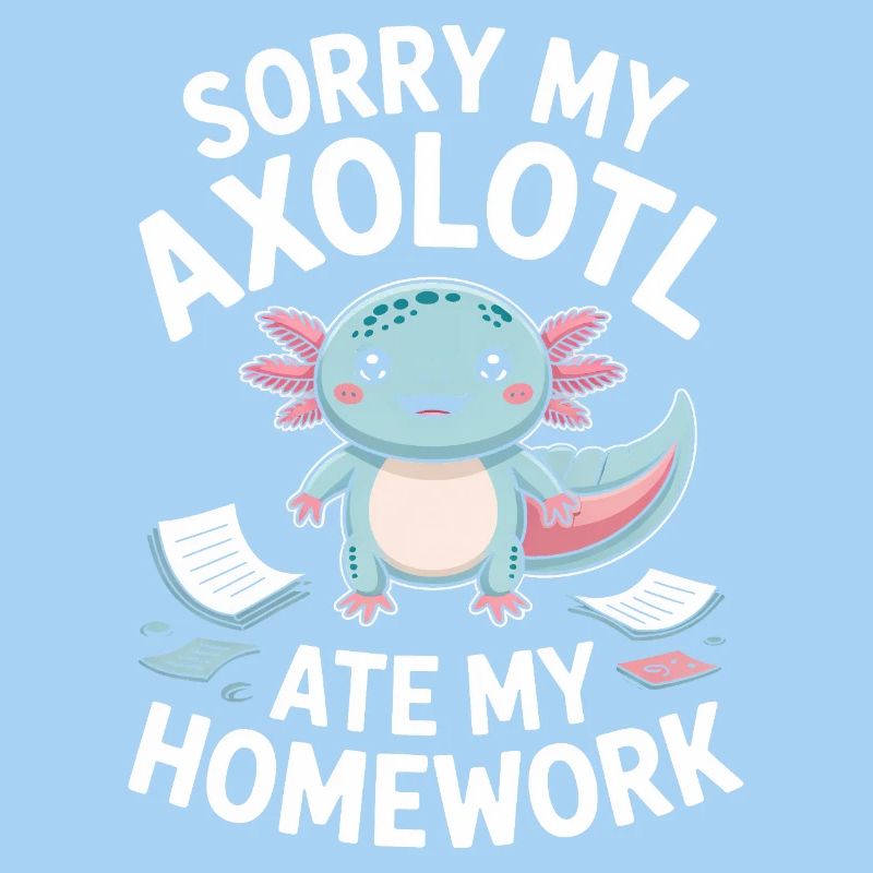 Cute Axolotl Homework Mishap