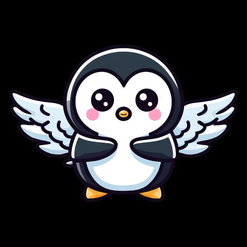 Celestial penguin flapping wings in the freezing cold