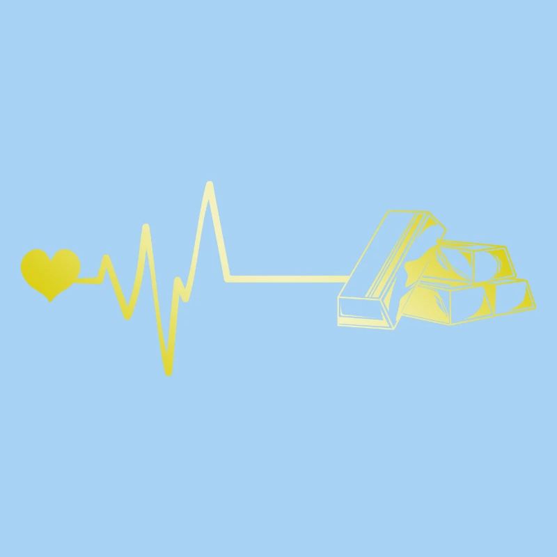 Gold Pulse Heart Love