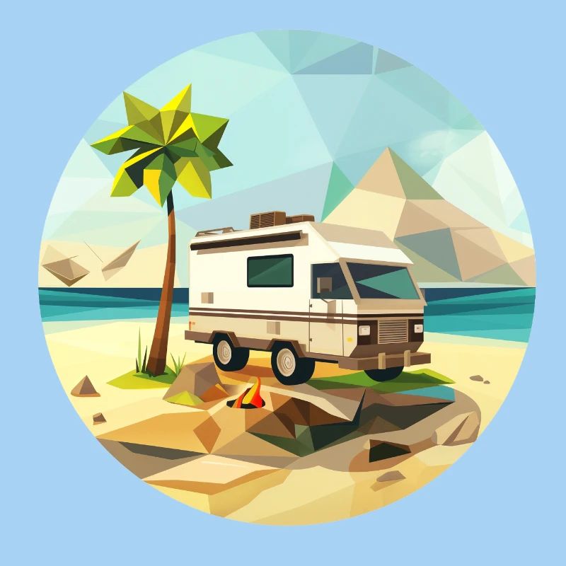 Camping à l’ancienne – Moderne dans un look low poly