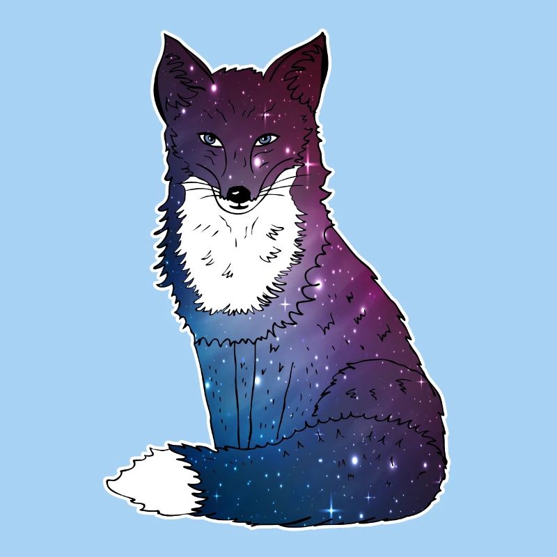 Fox with starry sky, Space, Galaxy, Space