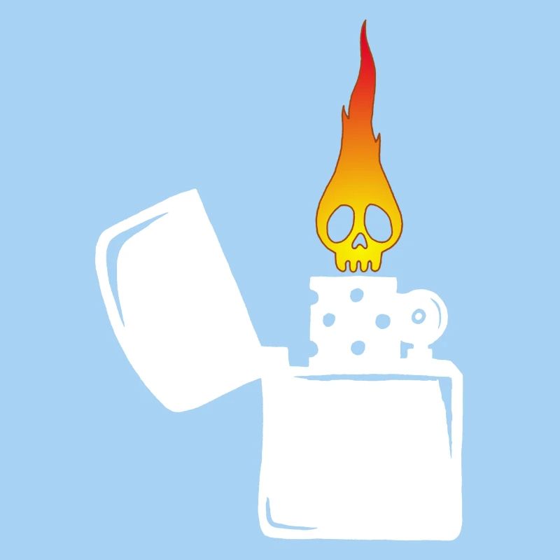 flaming skull and white lighter