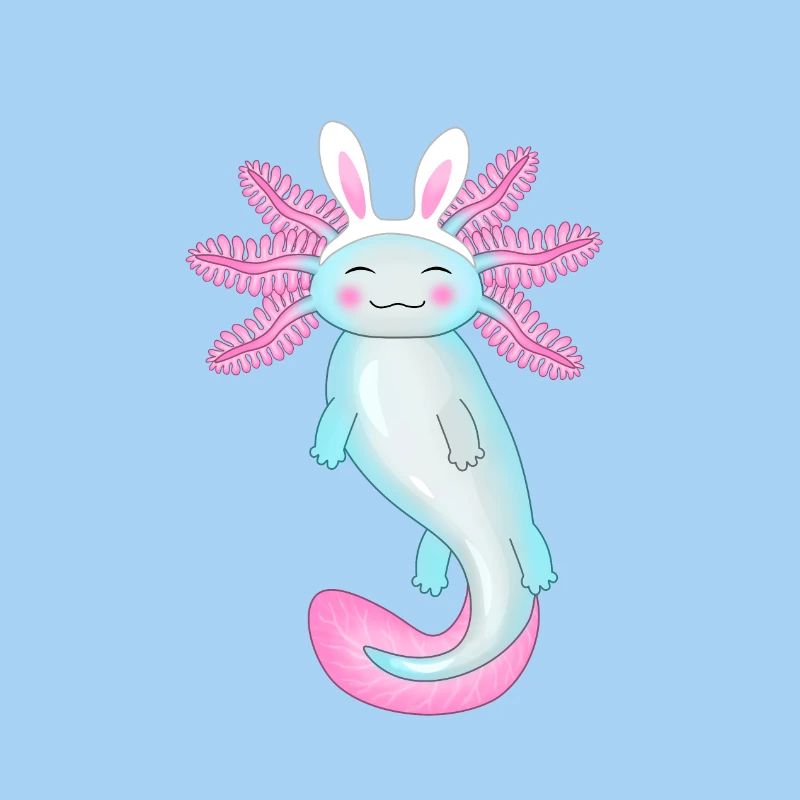 Easter axolotl with bunny ears
