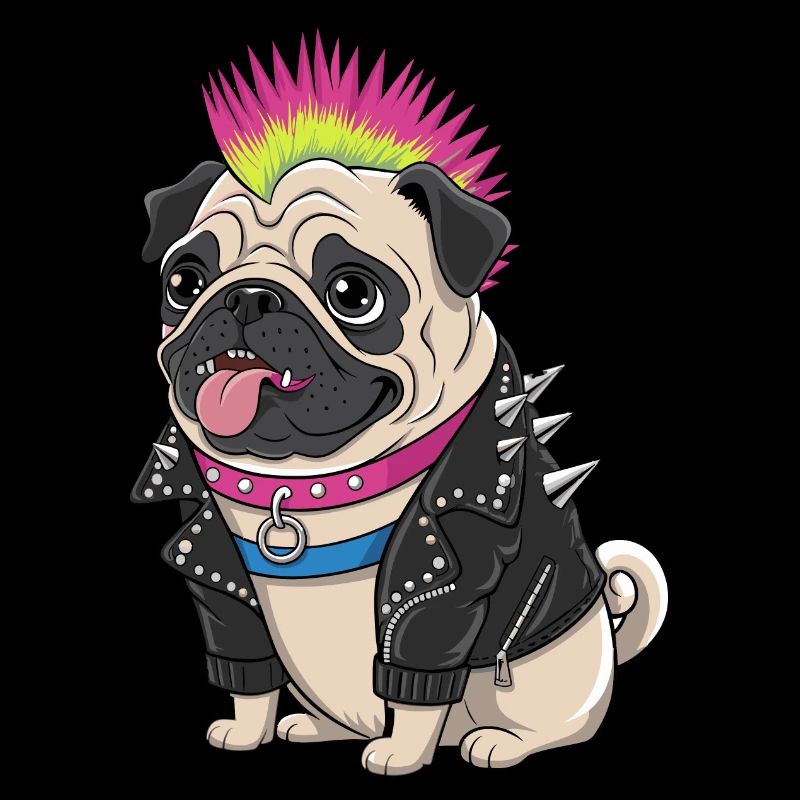 Mops Hundehalter Mops Punk Punker