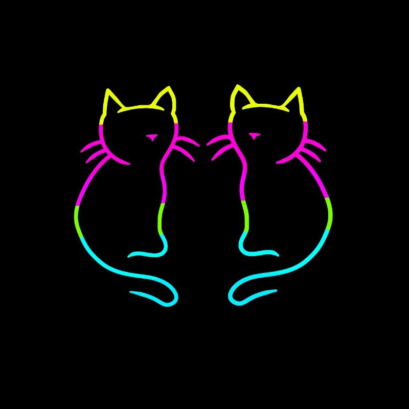 80er 90er Retro Vintage Katzen Regenbogen