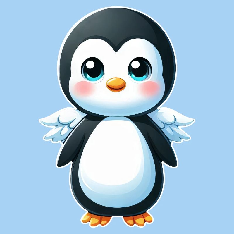 Süßer Pinguin Engel Cartoon Chibi Stil