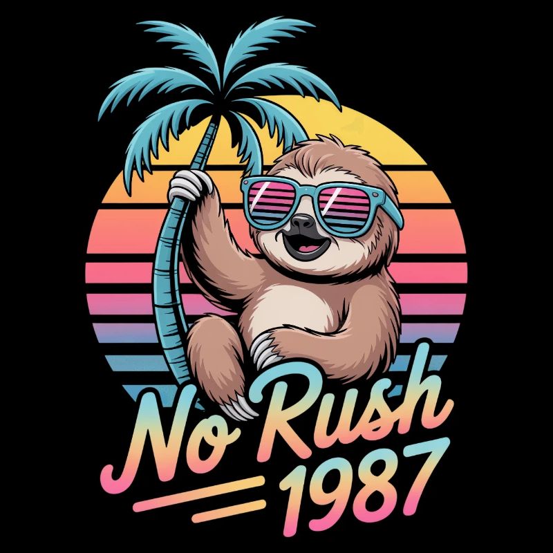 No Rush 1987 Sloth Retro Sunset