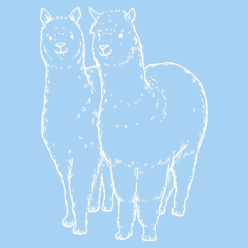 Dessin de lignes de deux lamas alpagas