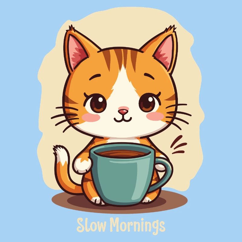 Langsame Morgenkatze mit Kaffee
