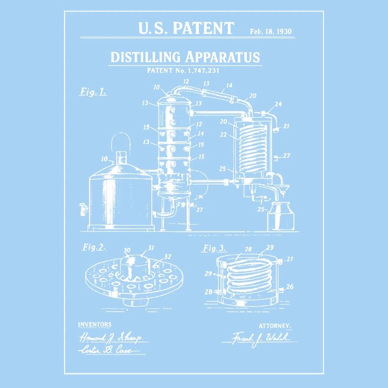 Vintage de Blueprint de Distillation Breveté