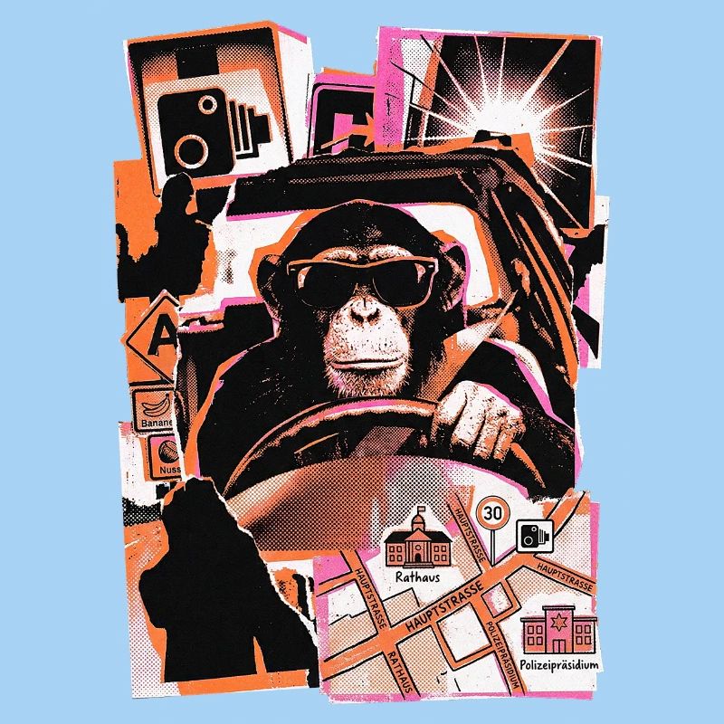 Affe Autofahrer Blitzer