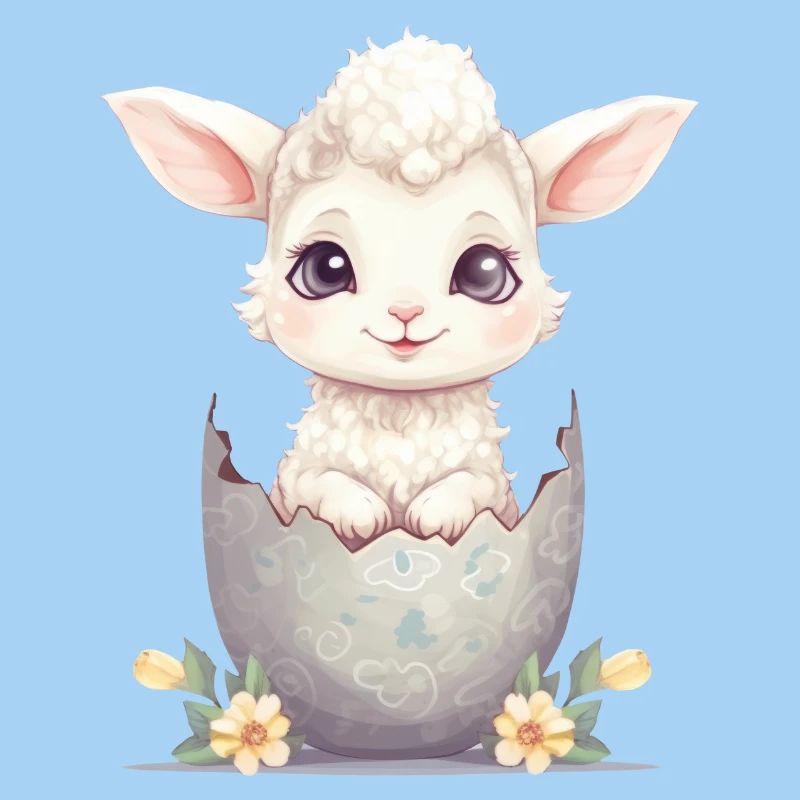 sweet lamb in eggshell - Adorable