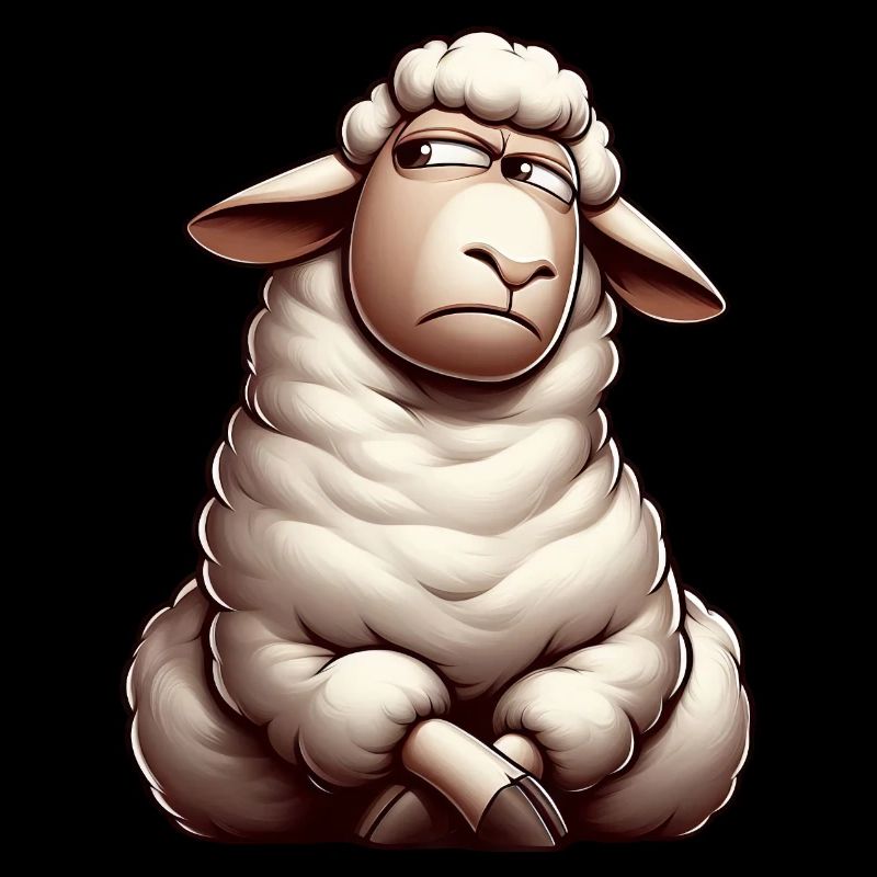 Skeptical Sheep Cartoon Comic Bull