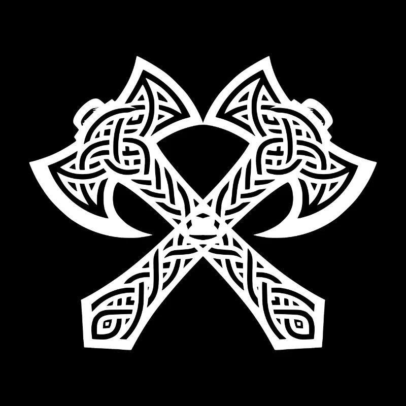 Double Axe in Celtic Knot Tattoo Style