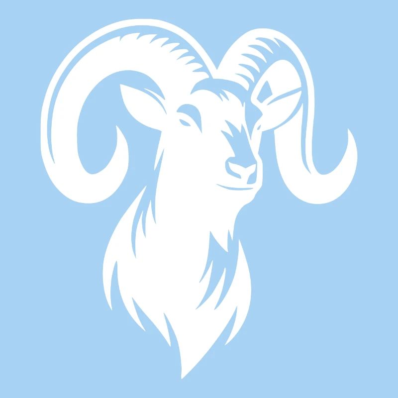 Stubborn billy goat with huge horns