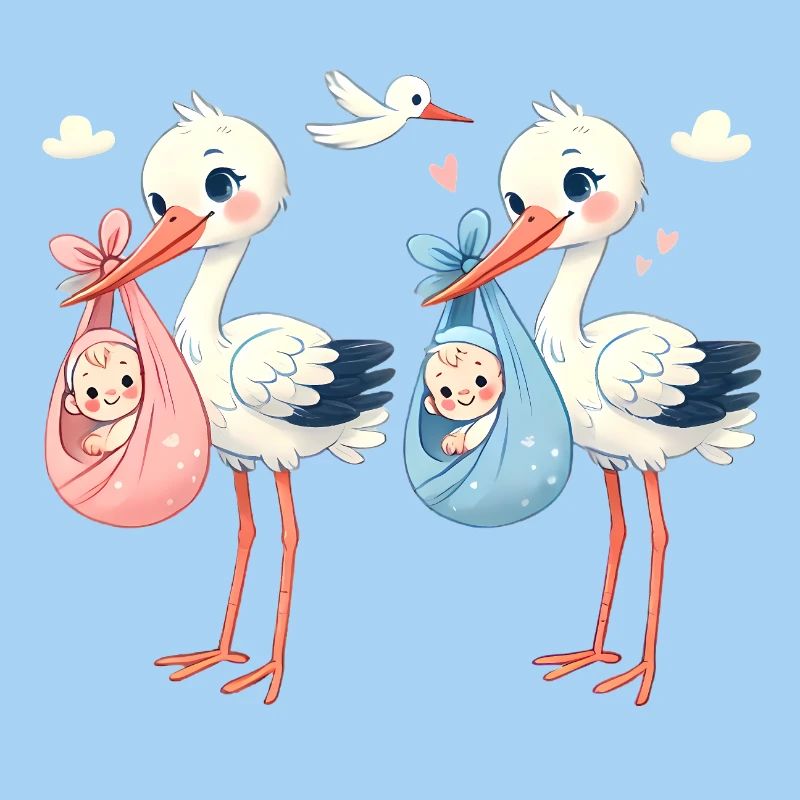Rosa oder Blauer Storch Baby Überraschung