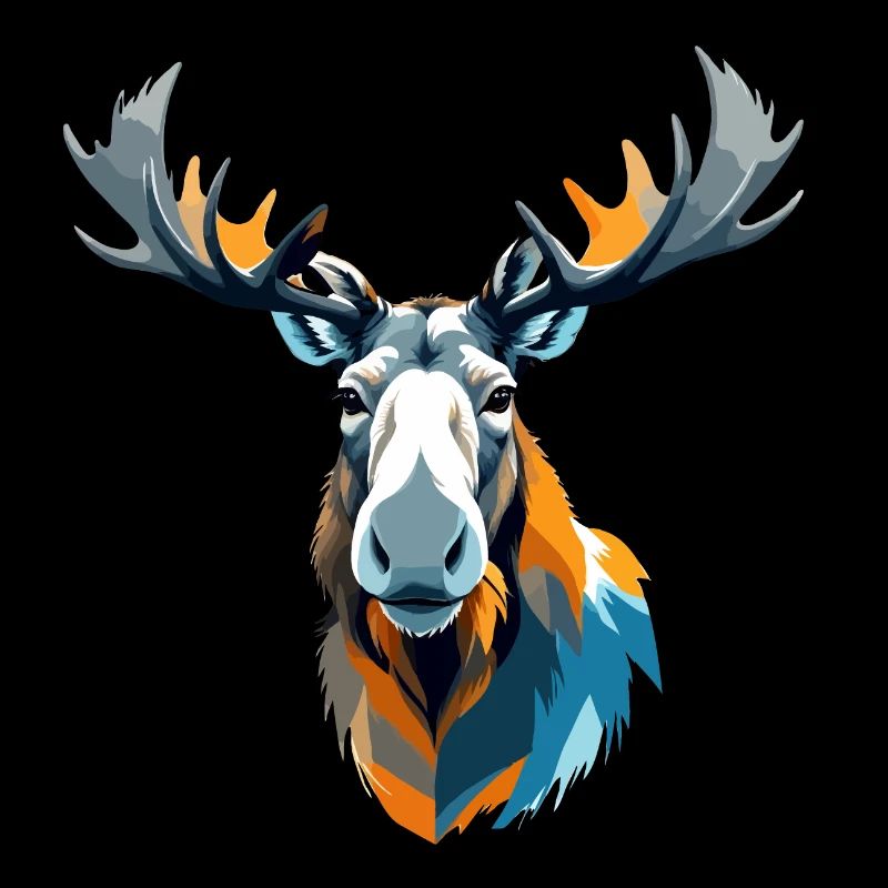 Moose Vector Art with Vibrant Colour Illustration