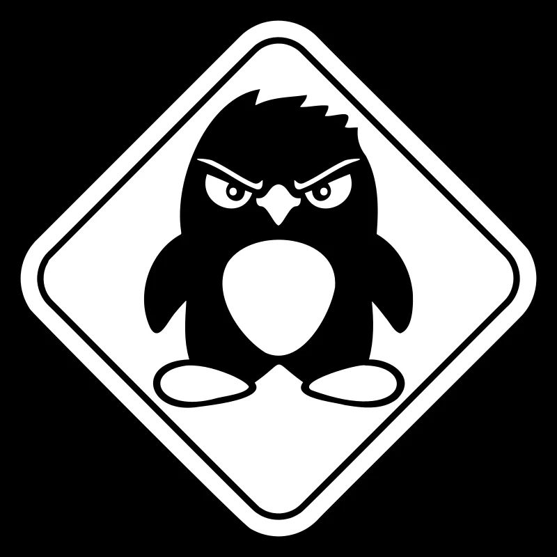 Penguin Evil Danger Sign Caution Cool