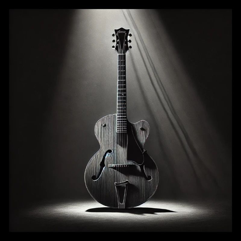 Schwarz-Weiß Gemälde einer E-Gitarre