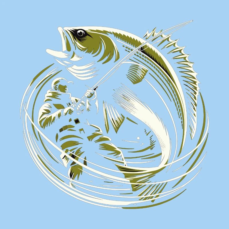 Fishing Angler Cod Giant Fish Olive Green Gift