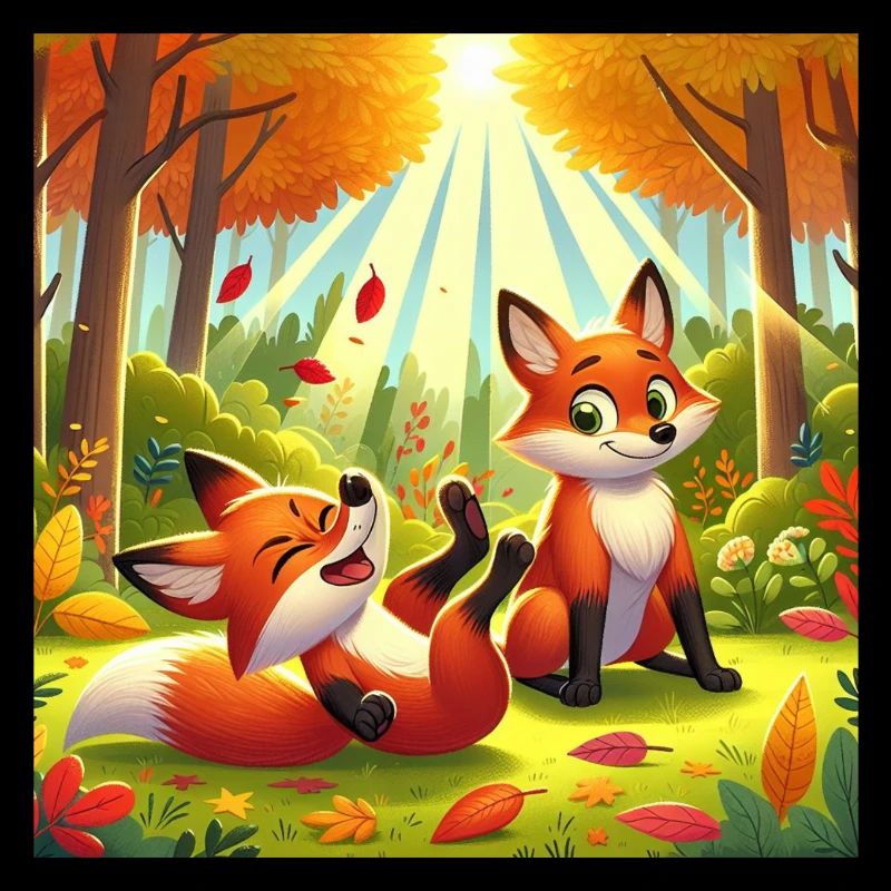 Mignons et joyeux petits renards dans la forêt