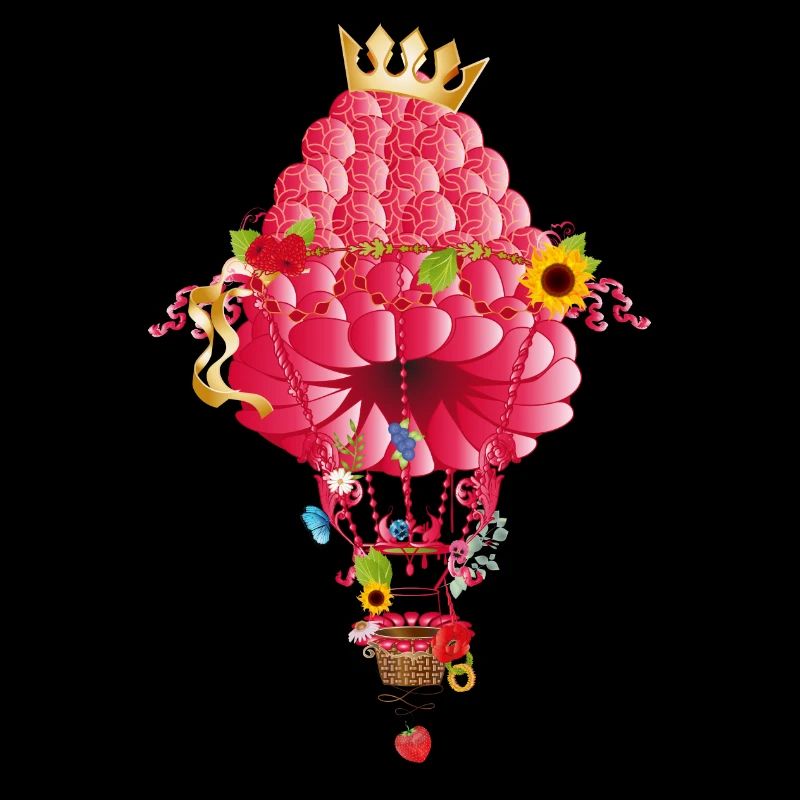dreamlike magical trip with raspberries balloon
