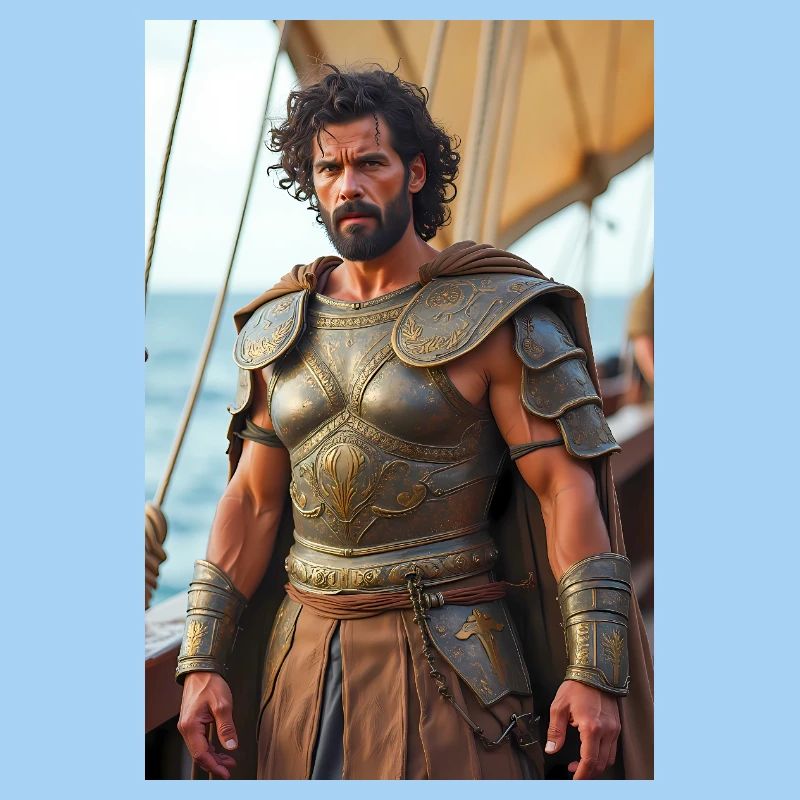 Odysseus, starker Krieger am Bug des Schiffes, Mantelschnabel