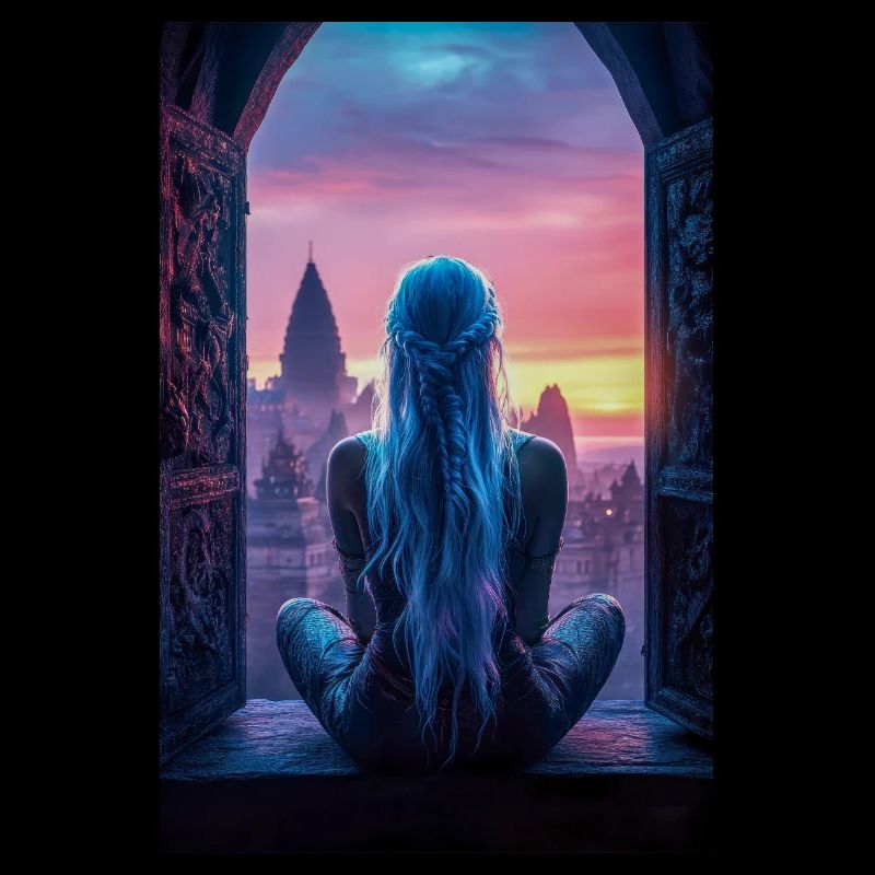 Fantasy City Vue sur le coucher de soleil