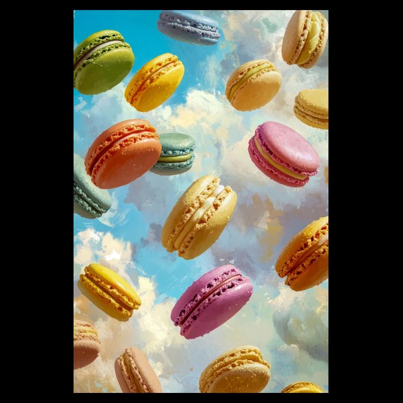 Bunte Macarons am Himmel