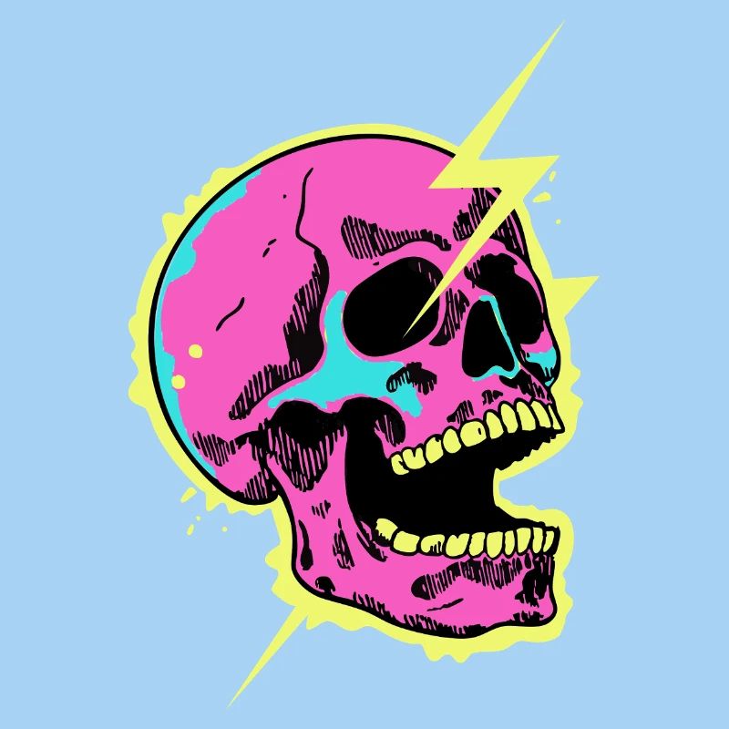 Neon Skull Lightning Burst