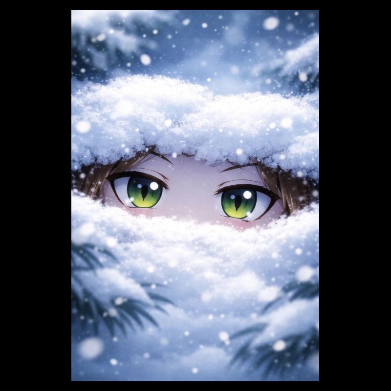 Animeaugen im Schneegestöber