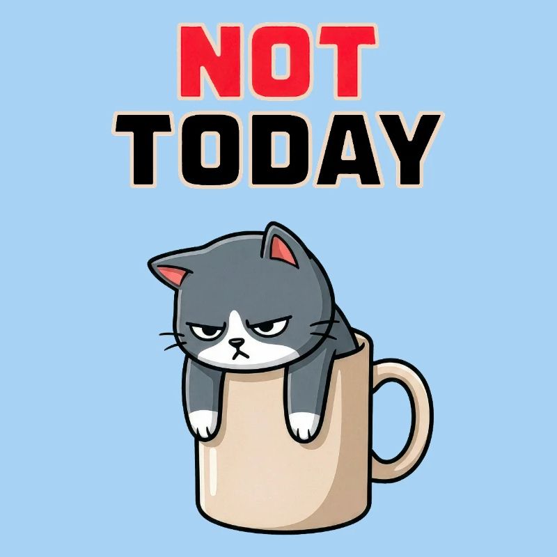 Chat Pas Aujourd’hui - Meme drôle de chat en colère