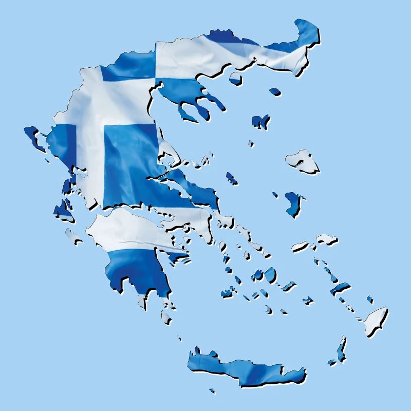 Greece flag in the Greece map