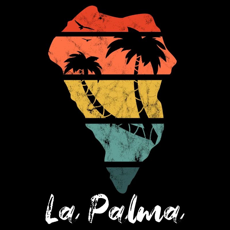 La Palma Outline Map Îles Canaries Vacances vintage rétro