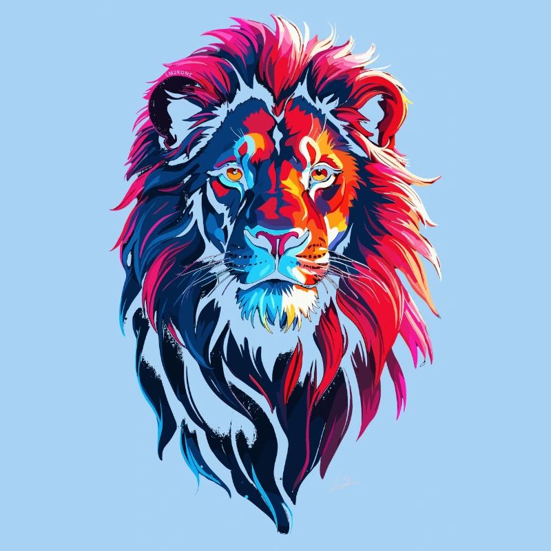 Roter und blauer Löwe