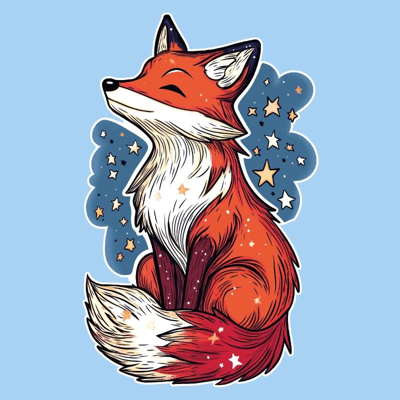 Fox and starry sky