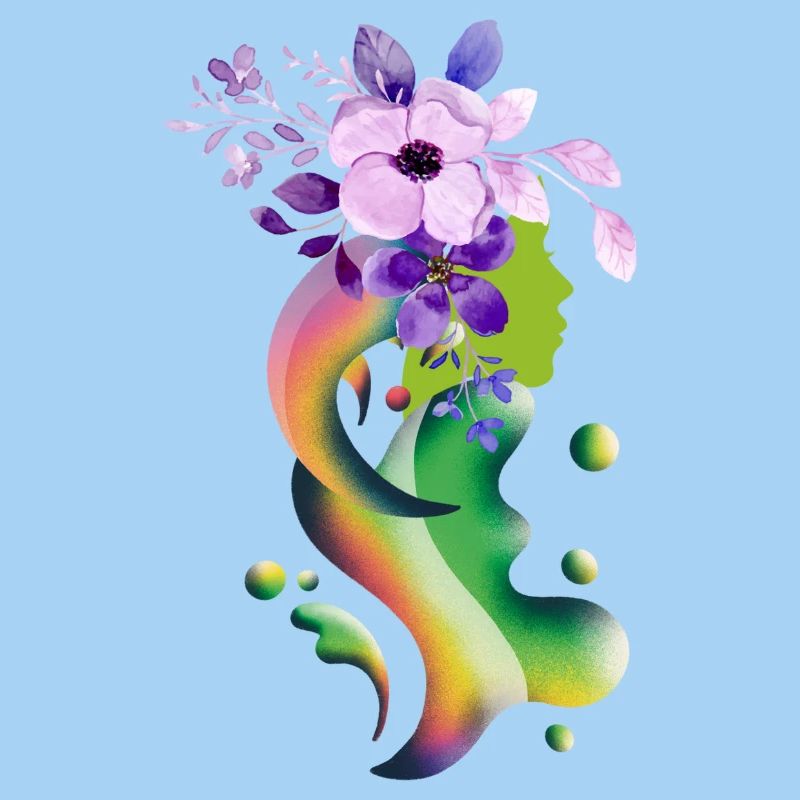 Ein Mädchen mit Blumen Schwebendes Mädchen