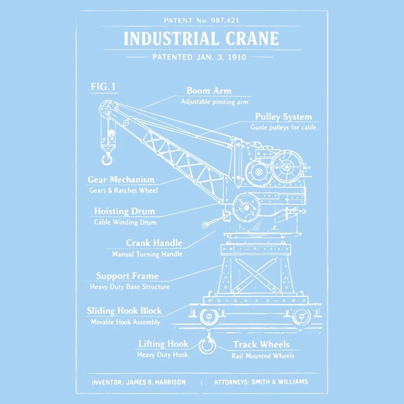 Conception des plans pour une grue industrielle