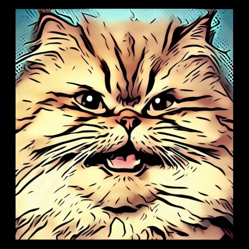 Chat persan Negan dans le style comique