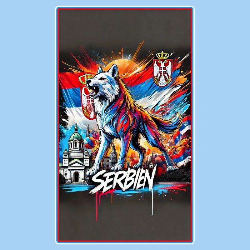 Conception du drapeau national du loup de Serbie