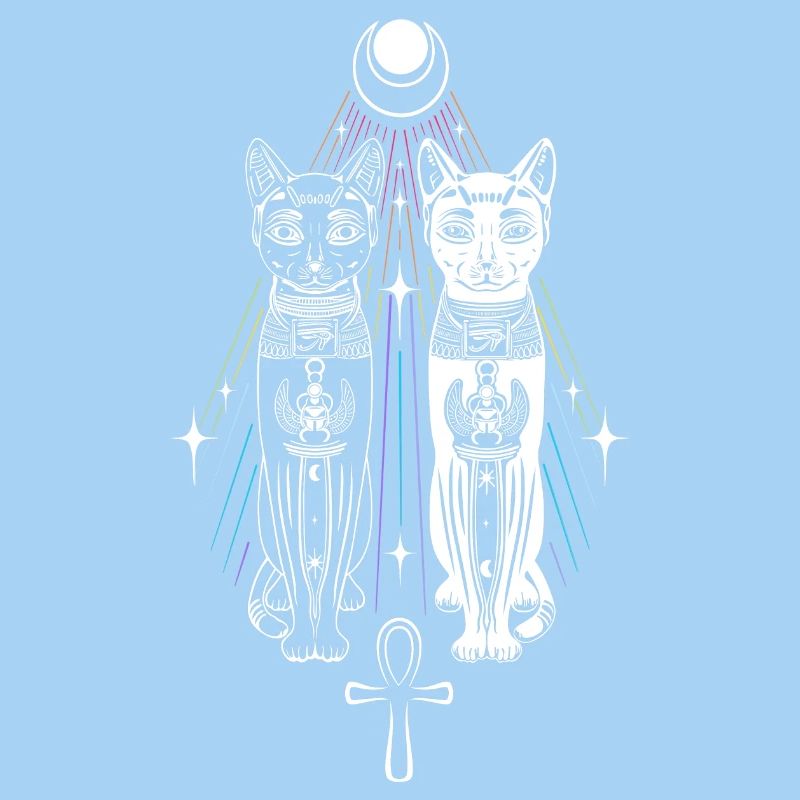 Deux Chats Bastet Dualité Ankh Chat Déesse