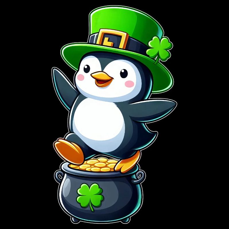 St. Patrick's Day Pinguin Zylinder Kleeblatt